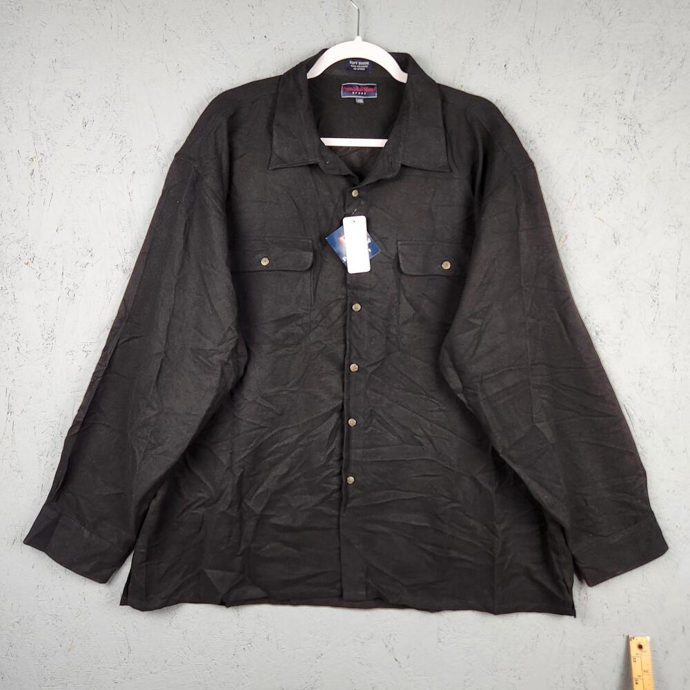 Preswick And Moore Shirt Mens 2XL Black Soft Suede Button Front Flap Pockets
